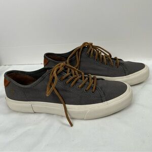 FRYE ' Ludlow' Mens Size 11.5 Comfort Shoes Gray Canvas w/ Leather Trim Sneakers
